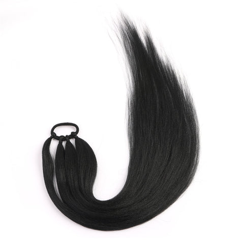 Qp hairPonytail Extensions Synthetic Boxing Braids 26 Inch Brown Wrap Around Chignon Tail With Rubber Band Hair Ring Ombre Braid Grey