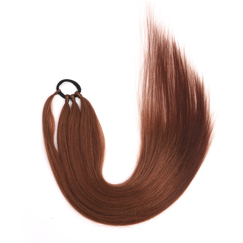 Qp hairPonytail Extensions Synthetic Boxing Braids Wrap Around Chignon Tail With Rubber Band Hair Ring 26 Inch Brown Ombre Braid DIY