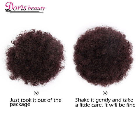 Ponytail Puff Afro Hair Bun Chignon Curly Drawstring Short Pony Tail Clip in on Synthetic Fake Hair Extensions Doris beauty