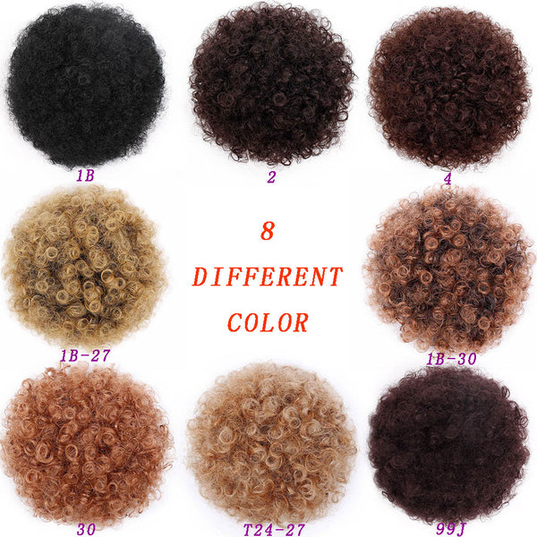 Ponytail Puff Afro Hair Bun Chignon Curly Drawstring Short Pony Tail Clip in on Synthetic Fake Hair Extensions Doris beauty
