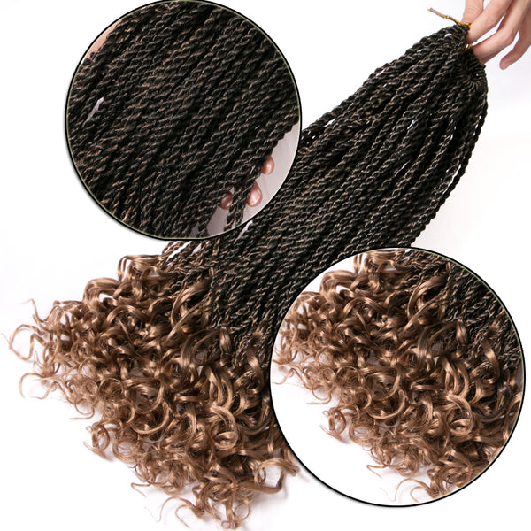 Qp hairSenegalese Twist Synthetic Crochet Braids Hair 18 Inch 30 Roots/pack Braiding Hair Extentions For Women Ombre Color Bonde