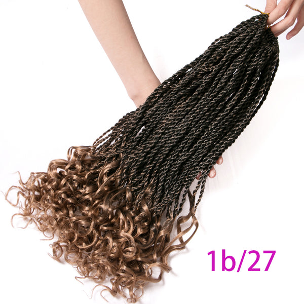 Qp hairSenegalese Twist Synthetic Crochet Braids Hair 18 Inch 30 Roots/pack Braiding Hair Extentions For Women Ombre Color Bonde