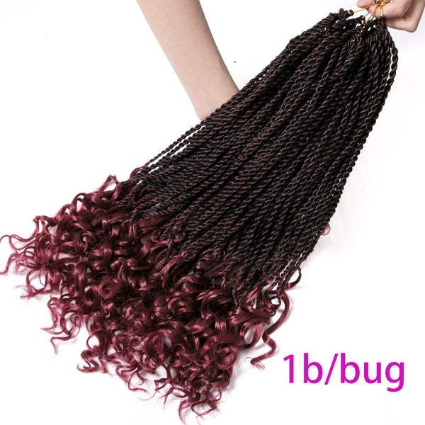 Qp hairSenegalese Twist Synthetic Crochet Braids Hair 18 Inch 30 Roots/pack Braiding Hair Extentions For Women Ombre Color Bonde