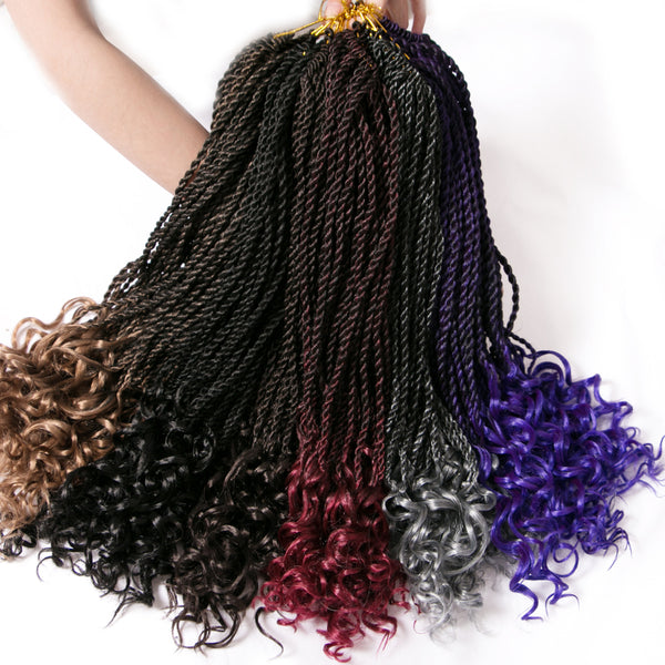 Qp hairSenegalese Twist Synthetic Crochet Braids Hair 18 Inch 30 Roots/pack Braiding Hair Extentions For Women Ombre Color Bonde