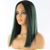 Short Bob Lace Front Synthetic Hair Wigs Ombre Black Blonde Red Color Qp Yaki Straight Middle Part Blunt Lace Wig For Women