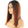 Short Bob Lace Front Synthetic Hair Wigs Ombre Black Blonde Red Color Qp Yaki Straight Middle Part Blunt Lace Wig For Women