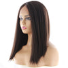 Short Bob Lace Front Synthetic Hair Wigs Ombre Black Blonde Red Color Qp Yaki Straight Middle Part Blunt Lace Wig For Women