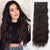 Qp hairSynthetic 4pcs Clip In Hair Extensions Long Wavy Extension Black and Mixed Color Hairpieces For Women Dairy Heat Resistence