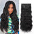Qp hairSynthetic 4pcs Clip In Hair Extensions Long Wavy Extension Black and Mixed Color Hairpieces For Women Dairy Heat Resistence