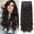 Qp hairSynthetic 4pcs Clip In Hair Extensions Long Wavy Extension Black and Mixed Color Hairpieces For Women Dairy Heat Resistence