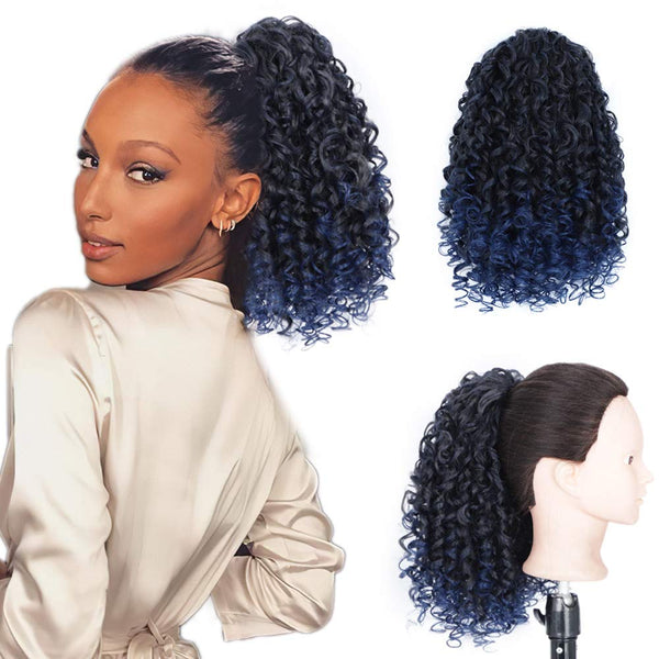 Qp hairSynthetic Afro Kinky Curly Hair Drawstring Puff Ponytail Extension Synthetic Clip in Pony Tail African American Hair Extension