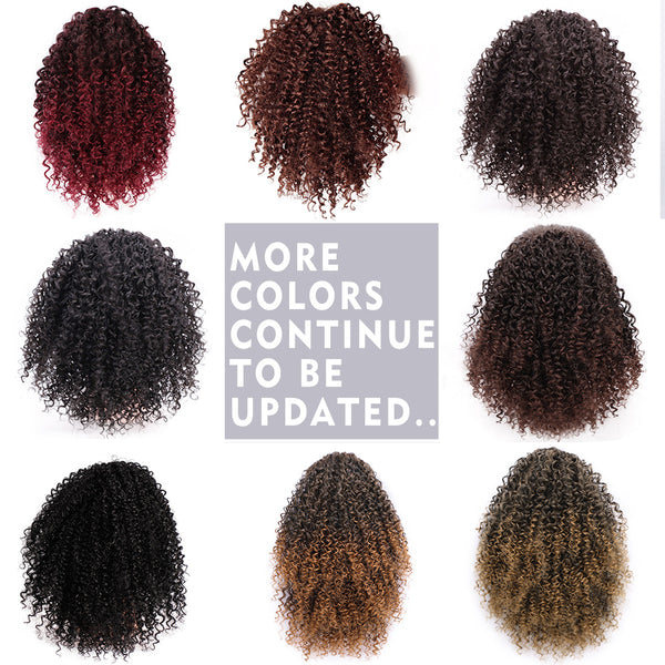 Qp hairSynthetic Afro Kinky Curly Hair Extension Drawstring Puff Ponytail Synthetic Clip in Pony Tail African American Hair Extension