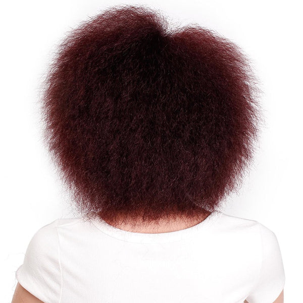Synthetic Afro Wig for Women African Dark Brown Black Red Color Yaki Straight Short Wig Cosplay Hair