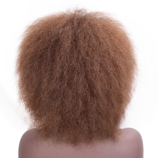 Synthetic Afro Wig for Women African Dark Brown Black Red Color Yaki Straight Short Wig Cosplay Hair Doris beauty