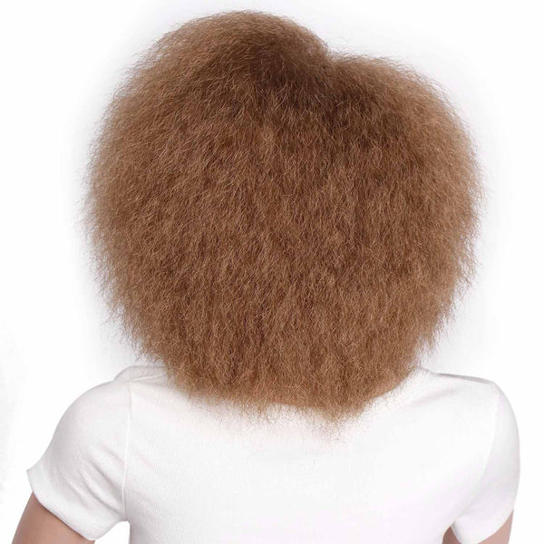 Synthetic Afro Wig for Women African Dark Brown Black Red Color Yaki Straight Short Wig Cosplay Hair