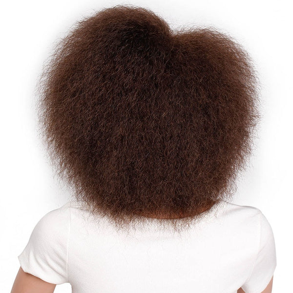 Synthetic Afro Wig for Women African Dark Brown Black Red Color Yaki Straight Short Wig Cosplay Hair