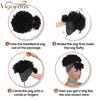 Qp hairSynthetic Black Curly Synthetic Headband Wig for Women Short Black Wigs with Bangs Afro Puff Wigs Head Wrap Wig Daily or Party