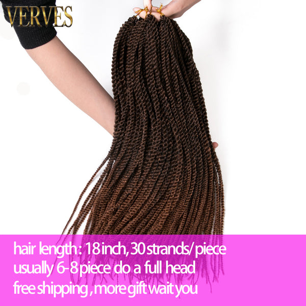 Qp hairSynthetic Blonde Ombre Crochet Braids 30 strands/pack 18'' small Senegalese Twist Hair Braiding Hair Extensions