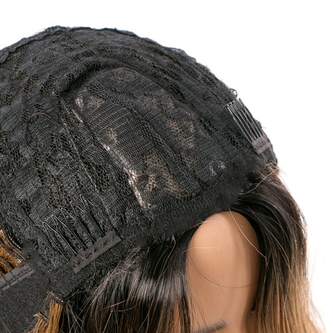 Qp hairSynthetic Body Wave Wigs Black Golden Middle Part Cosplay Wigs For Women Long Hair Wigs hair Mix Ombre