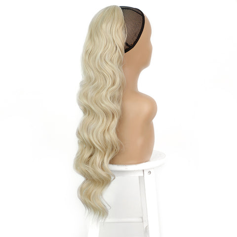 Qp hairSynthetic Body Wavy Ponytail Hair Extension Clip for Women Synthetic Black Brown Drawstring Ponytail  Afro Pony Tail Fake Hair