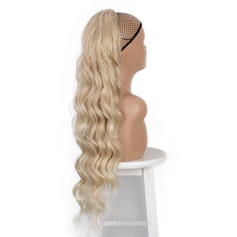 Qp hairSynthetic Body Wavy Ponytail Hair Extension Clip for Women Synthetic Black Brown Drawstring Ponytail  Afro Pony Tail Fake Hair