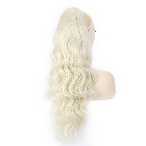 Qp hairSynthetic Body Wavy Ponytail Hair Extension Clip for Women Synthetic Black Brown Drawstring Ponytail  Afro Pony Tail Fake Hair