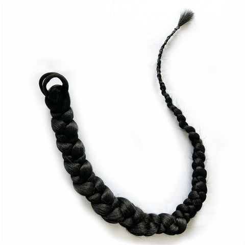 Qp hairSynthetic Boxing Braids Strap Chignon Tail With Rubber Band Hair Ring Jumbo Braid Hair Ponytail Extensions Black Silver Blonde