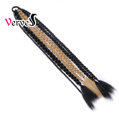 Qp hairSynthetic Chignon Tail With Rubber Band Hair Ring Crochet Braid Hair Ponytail Extensions 24 inch Blue Grey Pink