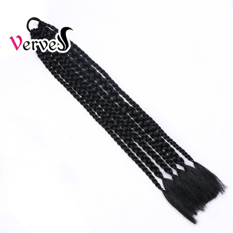 Qp hairSynthetic Chignon Tail With Rubber Band Hair Ring Crochet Braid Hair Ponytail Extensions 24 inch Blue Grey Pink