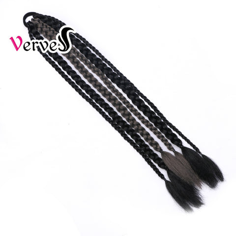 Qp hairSynthetic Chignon Tail With Rubber Band Hair Ring Crochet Braid Hair Ponytail Extensions 24 inch Blue Grey Pink