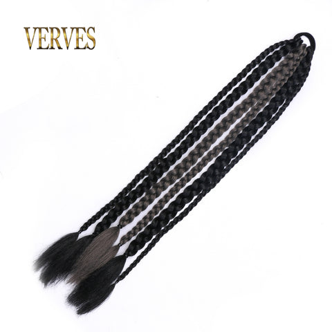 Qp hairSynthetic Chignon Tail With Rubber Band Ring Braid Hair Ponytail Extensions 22'' Mix Color Blue Grey Pink Rainbow