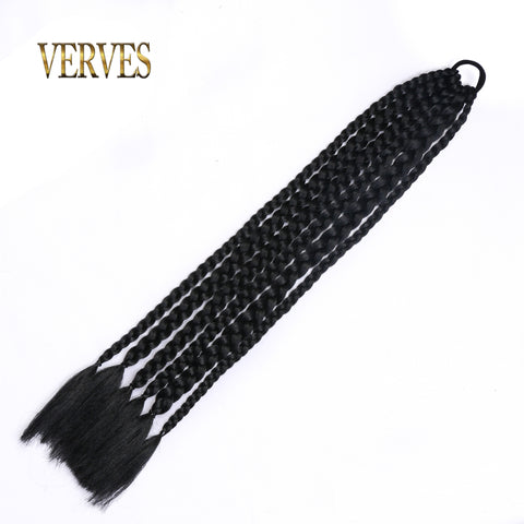 Qp hairSynthetic Chignon Tail With Rubber Band Ring Braid Hair Ponytail Extensions 22'' Mix Color Blue Grey Pink Rainbow
