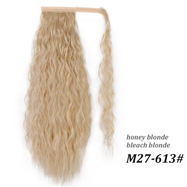 Qp hairSynthetic Corn Wavy Long Ponytail Synthetic Hairpiece Wrap on Clip Hair Extensions Ombre Brown Pony Tail Blonde Fack Hair