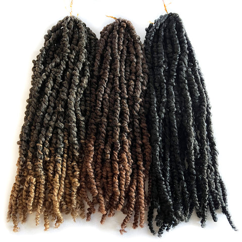 Qp hairSynthetic Crochet Braids Hair For Women Twist Curl Pre-Looped 18 Inch Black Passion Locs Hairstyles Braiding Hair Extensions