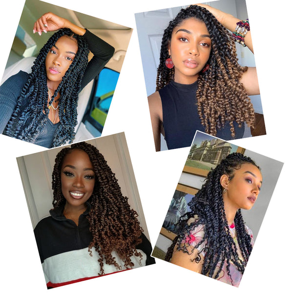 Qp hairSynthetic Crochet Braids Hair For Women Twist Curl Pre-Looped 18 Inch Black Passion Locs Hairstyles Braiding Hair Extensions