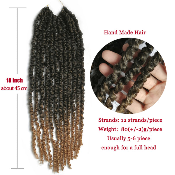 Qp hairSynthetic Crochet Braids Hair For Women Twist Curl Pre-Looped 18 Inch Black Passion Locs Hairstyles Braiding Hair Extensions