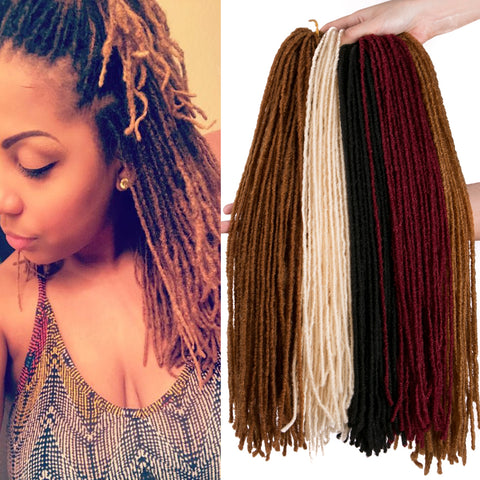 Qp hairSynthetic Crochet Dreadlocks Hair Extension 18 Inch Small Locks Afro crochet hair Braiding Burgundy Blonde Black For Women
