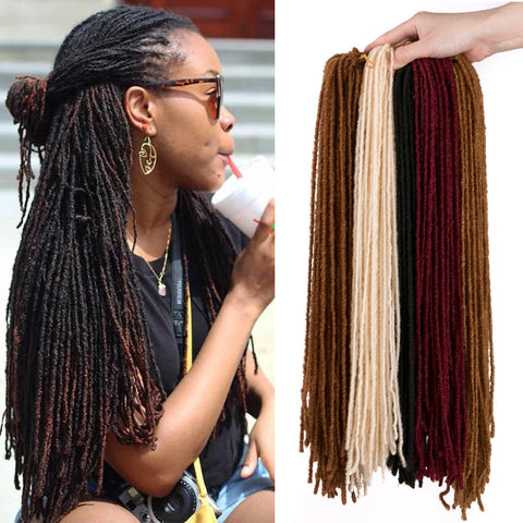 Qp hairSynthetic Crochet Dreadlocks Hair Extension 18 Inch Small Locks Afro crochet hair Braiding Burgundy Blonde Black For Women