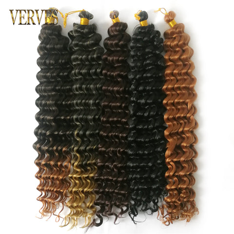 Qp hairSynthetic Deep Wave Crochet Hair Braids Extensions Natural Curly 20 Inch Braiding Hair Ombre Black Brown 100g/Pcs Bulk Wave