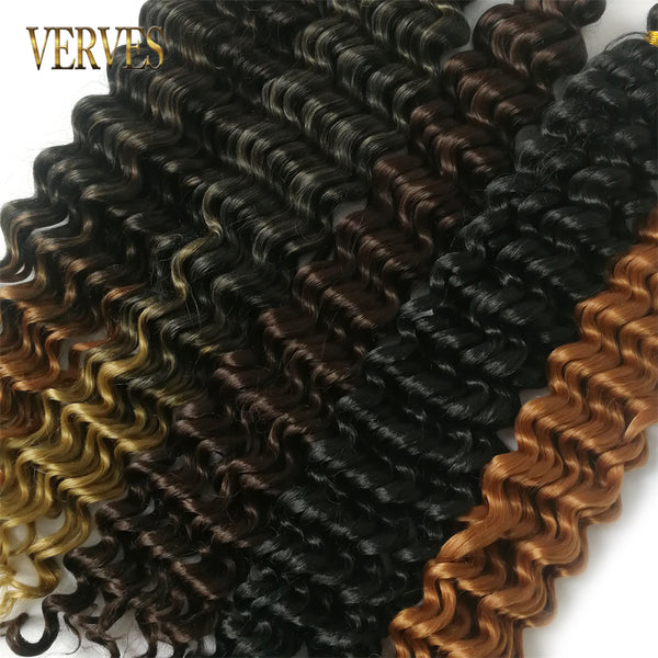 Qp hairSynthetic Deep Wave Crochet Hair Braids Extensions Natural Curly 20 Inch Braiding Hair Ombre Black Brown 100g/Pcs Bulk Wave
