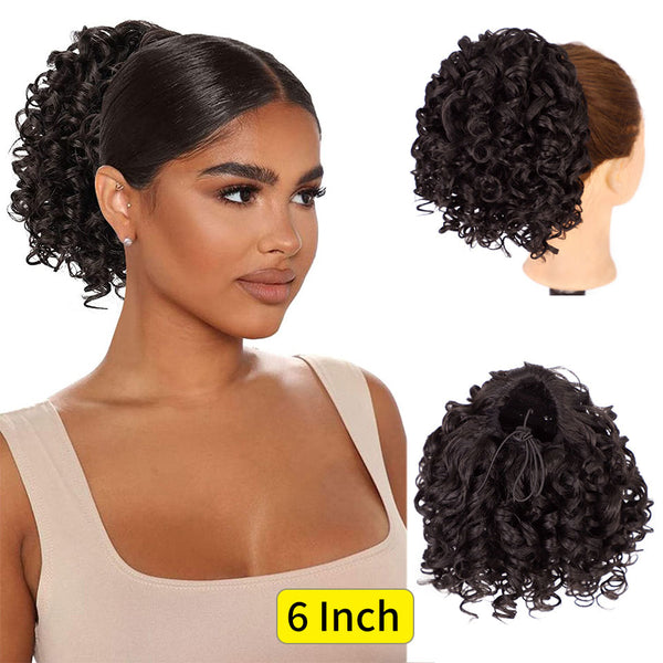 Qp hairSynthetic Drawstring Puff Ponytail Afro Kinky Curly Hair Extension Synthetic Clip in Pony Tail African American Hair Extension