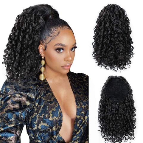 Qp hairSynthetic Drawstring Puff Ponytail Afro Kinky Curly Hair Extension Synthetic Clip in Pony Tail African American Hair Extension