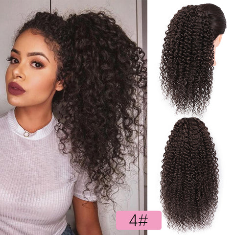 Qp hairSynthetic Drawstring Puff Ponytail Afro Kinky Curly Hair Extension Synthetic Clip in Pony Tail African American Hair Extension