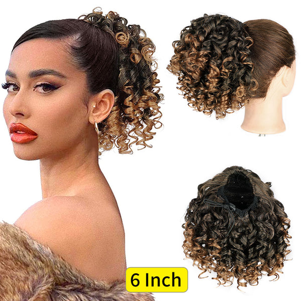 Qp hairSynthetic Drawstring Puff Ponytail Afro Kinky Curly Hair Extension Synthetic Clip in Pony Tail African American Hair Extension