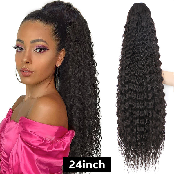Qp hairSynthetic Drawstring Puff Ponytail Afro Kinky Curly Hair Extension Synthetic Clip in Pony Tail African American Hair Extension