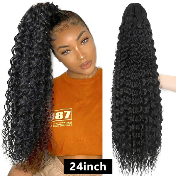 Qp hairSynthetic Drawstring Puff Ponytail Afro Kinky Curly Hair Extension Synthetic Clip in Pony Tail African American Hair Extension