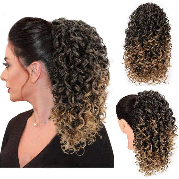 Qp hairSynthetic Drawstring Puff Ponytail Afro Kinky Curly Hair Extension Synthetic Clip in Pony Tail African American Hair Extension
