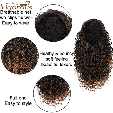 Qp hairSynthetic Drawstring Puff Ponytail Afro Kinky Curly Hair Extension Synthetic Clip in Pony Tail African American Hair Extension