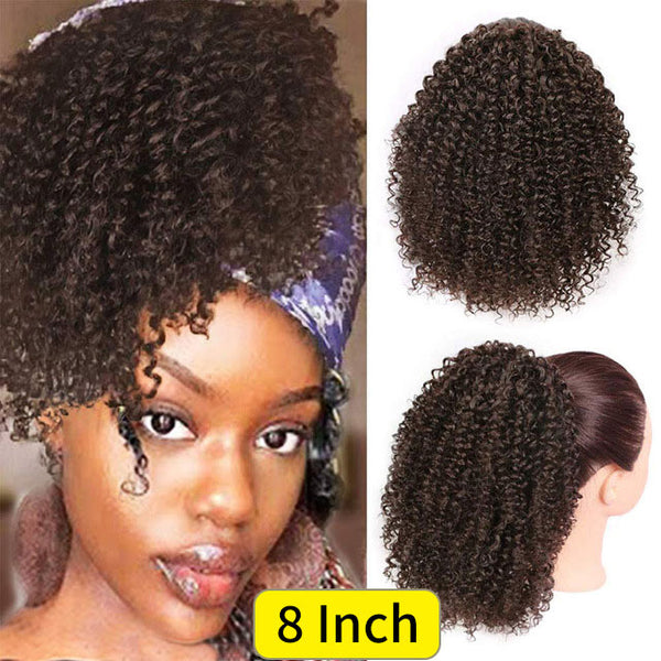 Qp hairSynthetic Drawstring Puff Ponytail Afro Kinky Curly Hair Extension Synthetic Clip in Pony Tail African American Hair Extension
