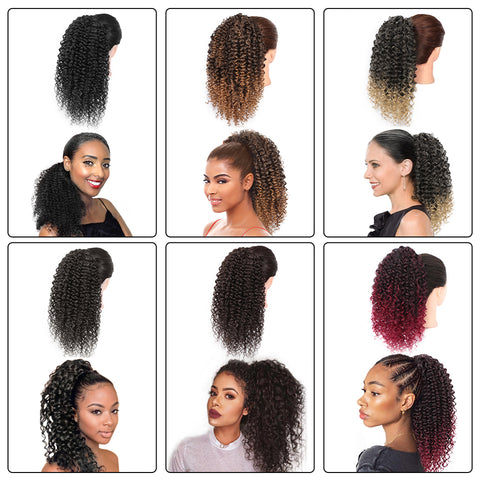 Qp hairSynthetic Drawstring Puff Ponytail Afro Kinky Curly Hair Extension Synthetic Clip in Pony Tail African American Hair Extension